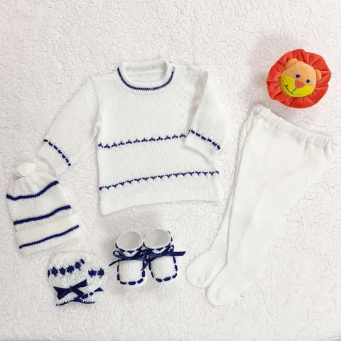 Sweater Blanco/Azul Marino