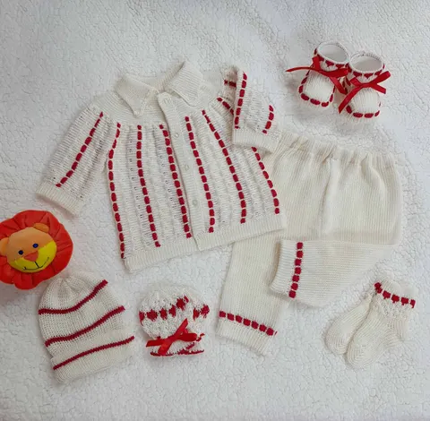 Conjunto Recogido Blanco Crema/Rojo