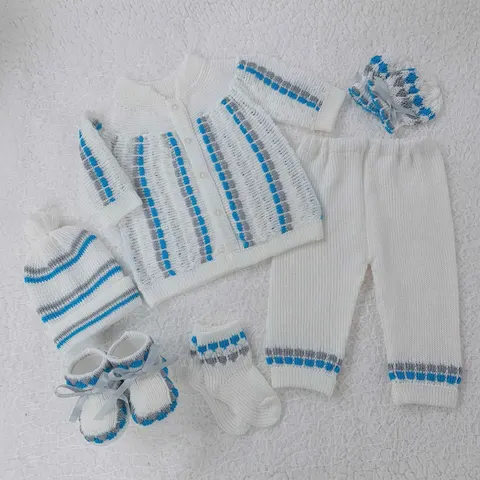 Conjunto Recogido B/Gris/Turquesa
