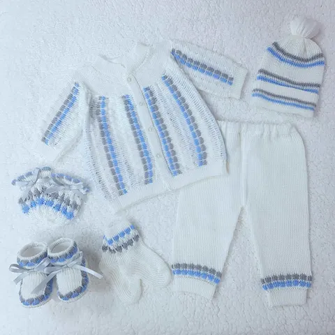 Conjunto Recogido B/Gris/Celeste